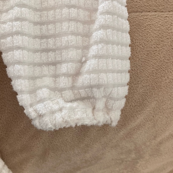 Cozy White Hooded Button-Up Beach Coverup - Picture 3 of 4